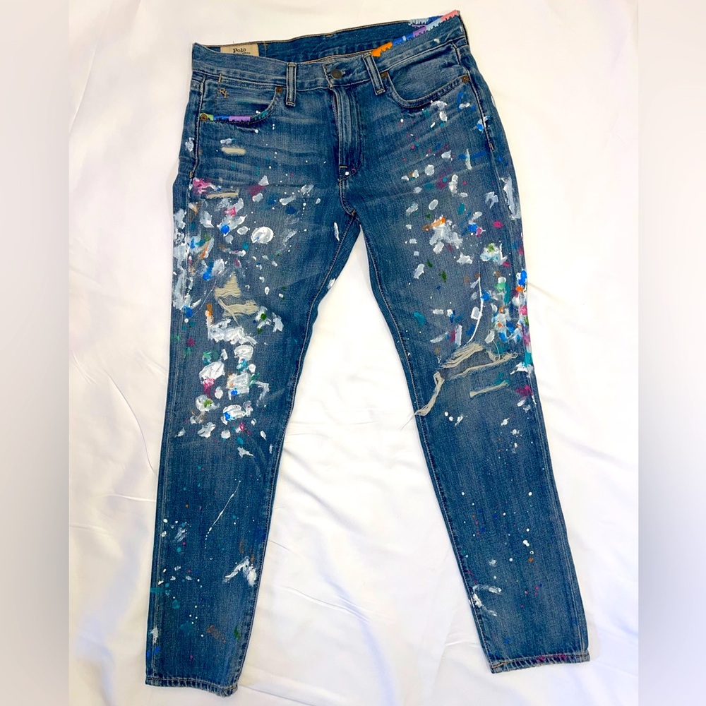 Ralph Lauren Astor Slim Boyfriend Painted Distressed Premium Denim Women’s Jeans